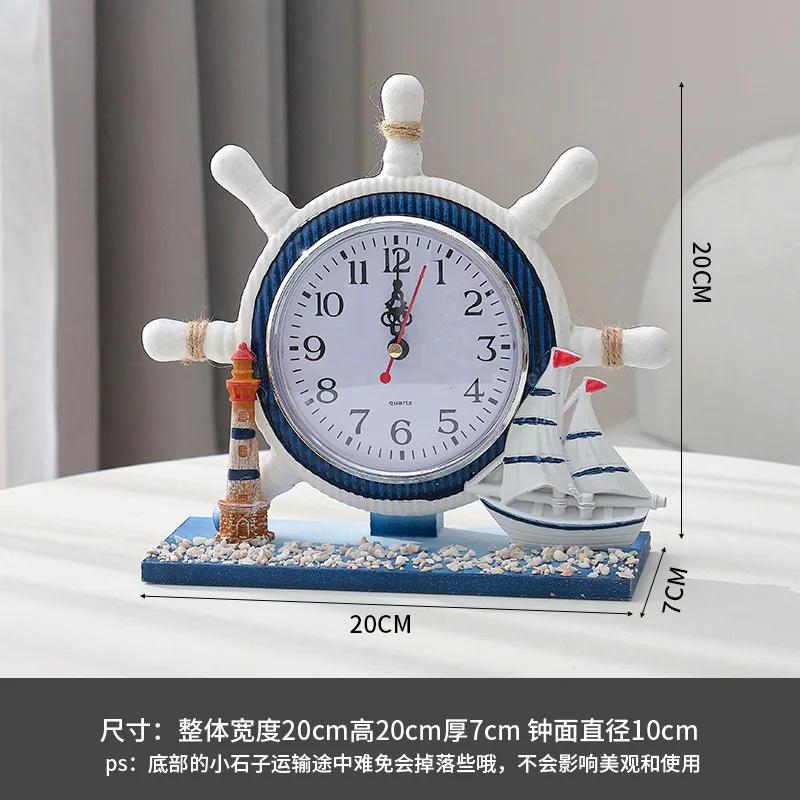 Bedroom Decoration, Table Clock, Living Room Wooden Clock Ornaments, Mediterranean Navigation Helmsman's Seat Clock