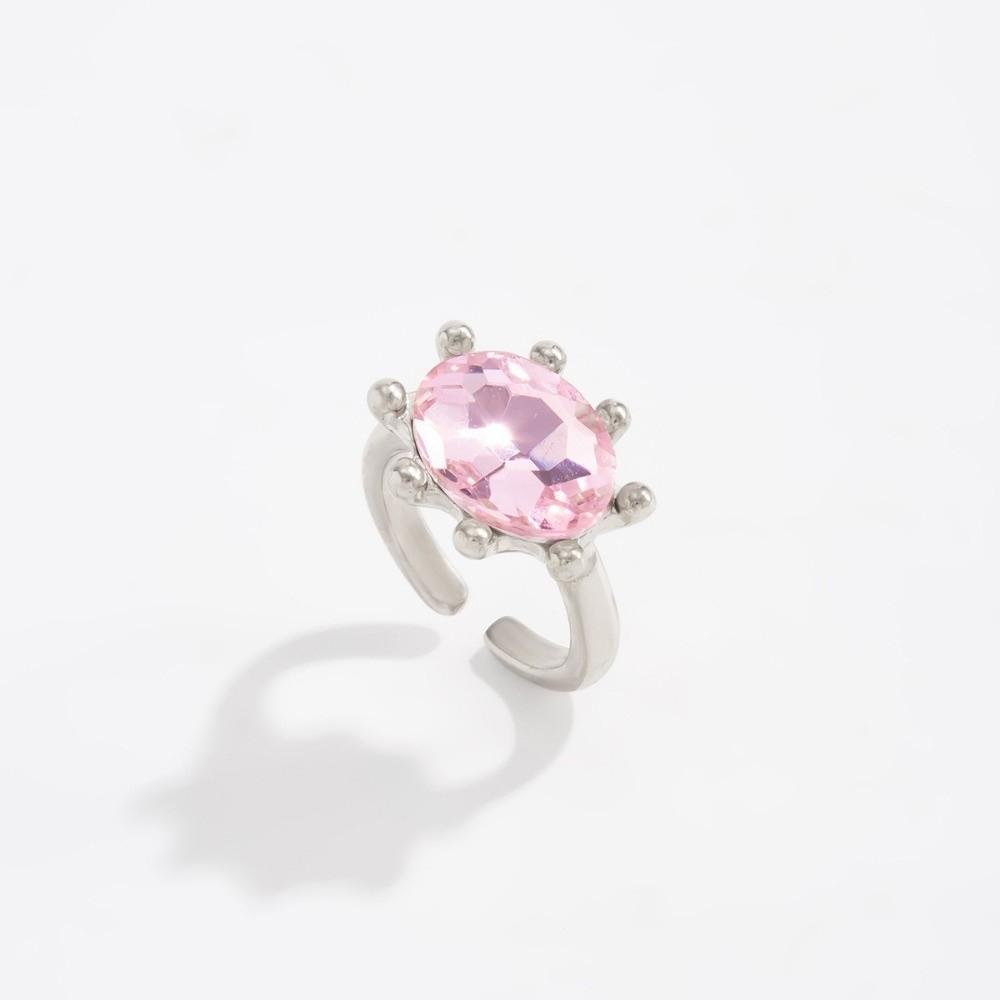 Shiny Candy Color Statement Ring Multicolor Finger Ring Oval Shape Rhinestone Ring Daily Wear