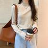 Semi-turtleneck Bottoming Shirt Women's Black Slim-fitting Sweater Inside White Thin Knitted Sweater Autumn and Winter Top