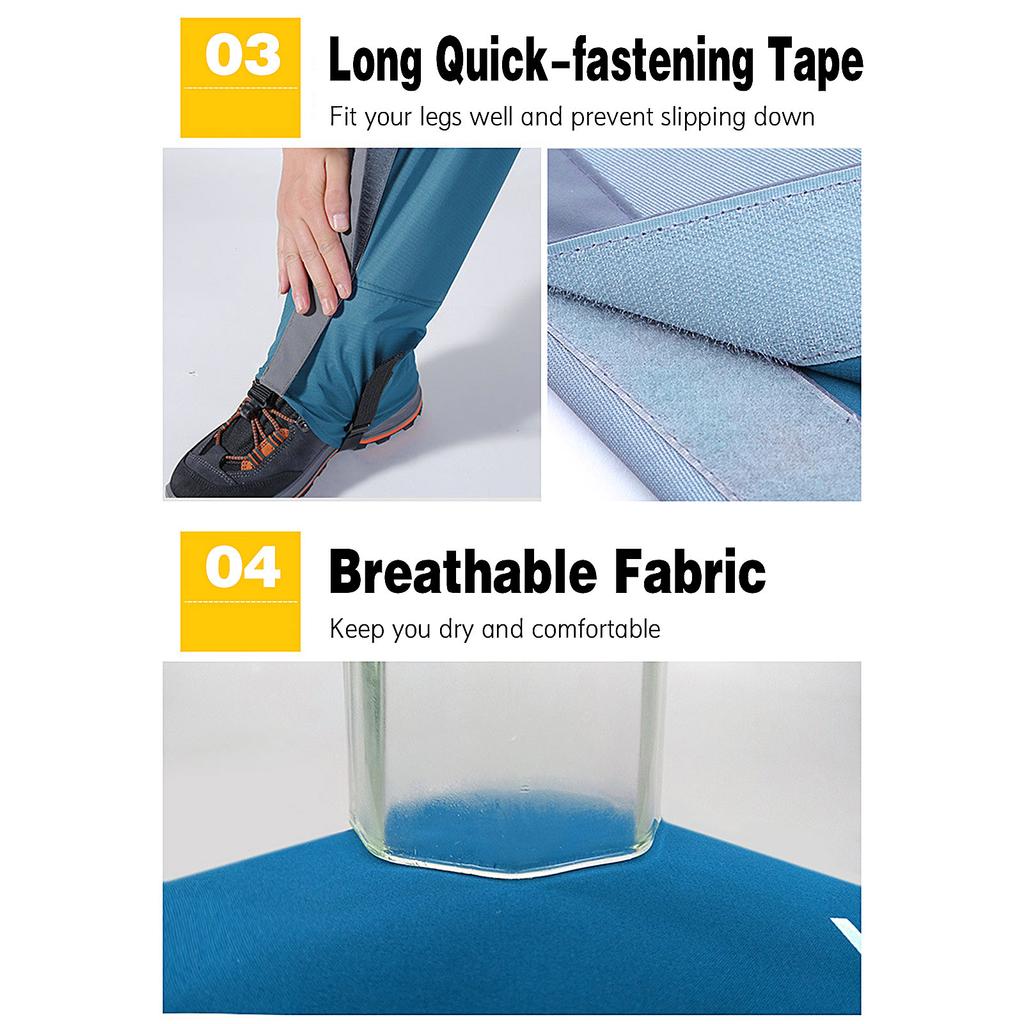 Водонепроницаемые регулируемые гетры для ног, устойчивые к разрывам, гетры для снежных ботинок для активного отдыха, ходьбы на снегоступах, пеших походов, катания на лыжах