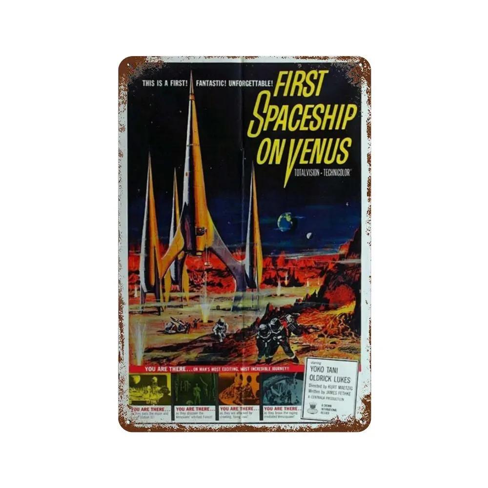 Классический постер фильма ужасов Ржавая металлическая жестяная табличка Ретро декоративная тарелка Бар Мужская пещера Гараж Клуб Металлическая вывеска Настенное украшение