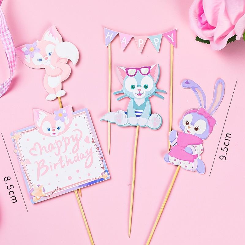 Pink Themed Cake Decor: Heart & Cloud Balloons with Insert Cards for Birthday Parties