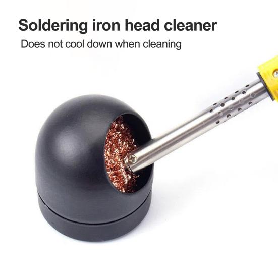 CMT-599B Очиститель жала паяльника с нескользящим держателем Шарик из латунной проволоки Спиральная латунная губка Инструмент для очистки жала припоя