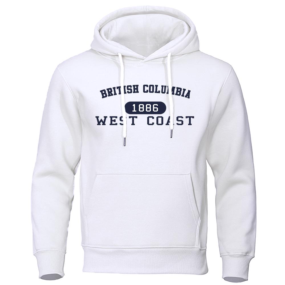 Британская Колумбия 1886 Западное побережье Письмо Мужская толстовка Мягкий карман с капюшоном Осень Круглый вырез Уличный стиль Осень Флис Женский уличный стиль