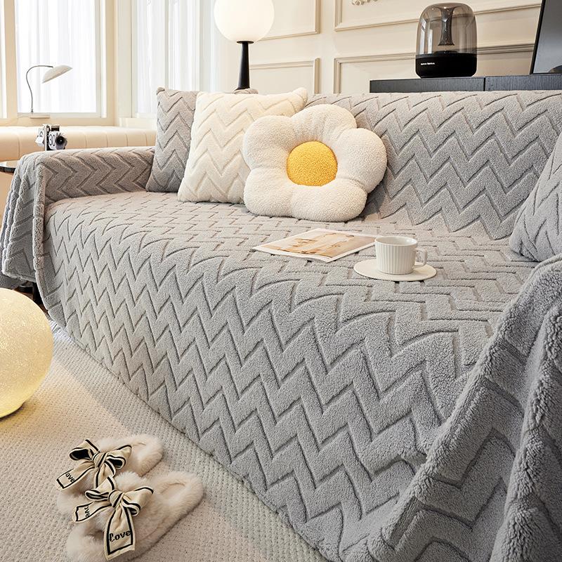 Чехол на диван, ткань, зимнее плюшевое полотенце для дивана, новое кремовое ветрозащитное одеяло для дивана с защитой от кошек