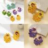 Fashionable Flower And Leaf Earrings With Drip Oil Finish For Trendy Women