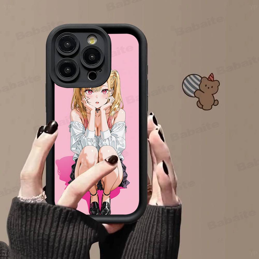 Чехол для телефона с аниме Мариной Китагавой Для iPhone 17 16 15 14 13 12 11 Pro Max Plus Черный Полное покрытие ТПУ