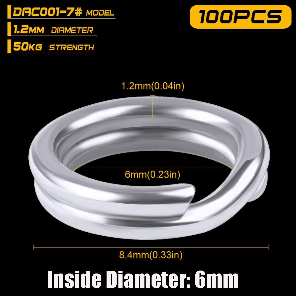 100pcs Hot Line Tackle 3#-8# Swivel Snap Fishing Split Rings Fish Connector Stainless Steel