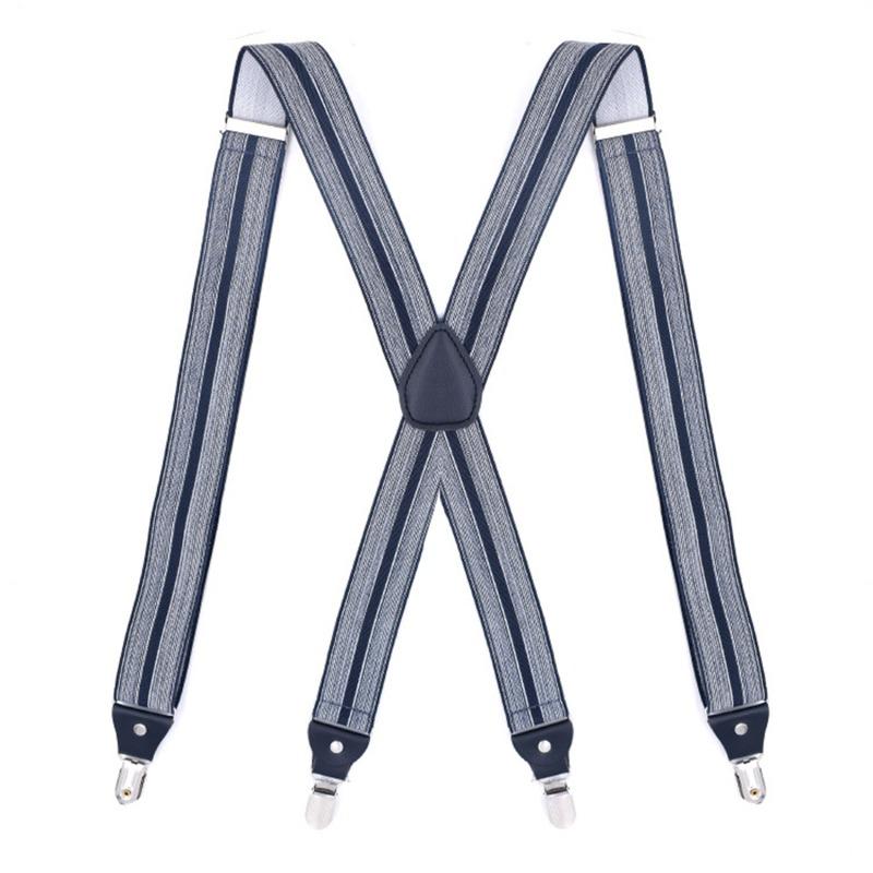 Elastic Adjustable X Back Suspenders Heavy Duty Wide Trouser Braces with 4 Strong Clips Universal Work Suspender for Men Women