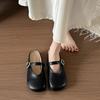 Французские туфли Мэри Джейн женские с застежкой на одну пряжку, на плоской подошве, с открытой носочной частью, для通勤, универсальные тапочки, ретро, с мягкой подошвой, универсальные крутые тапочки