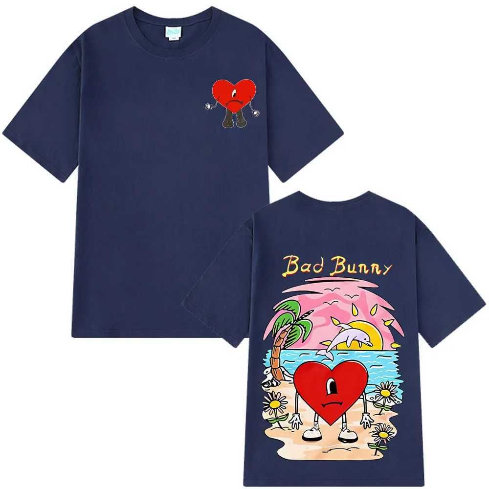 Wholesale Bad Bunny Un Verano Sin Ti Pattern Tshirt 2026 Unisex Cotton Oversized Hiphop Summer Tshirt Street Wear Y2K