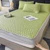 Soft Thick Latex Ice Silk Fitted Sheet Set Queen Cool Down Bed Sheet and Pillowcase Washable Machine Summer Cooling Mat for Bed