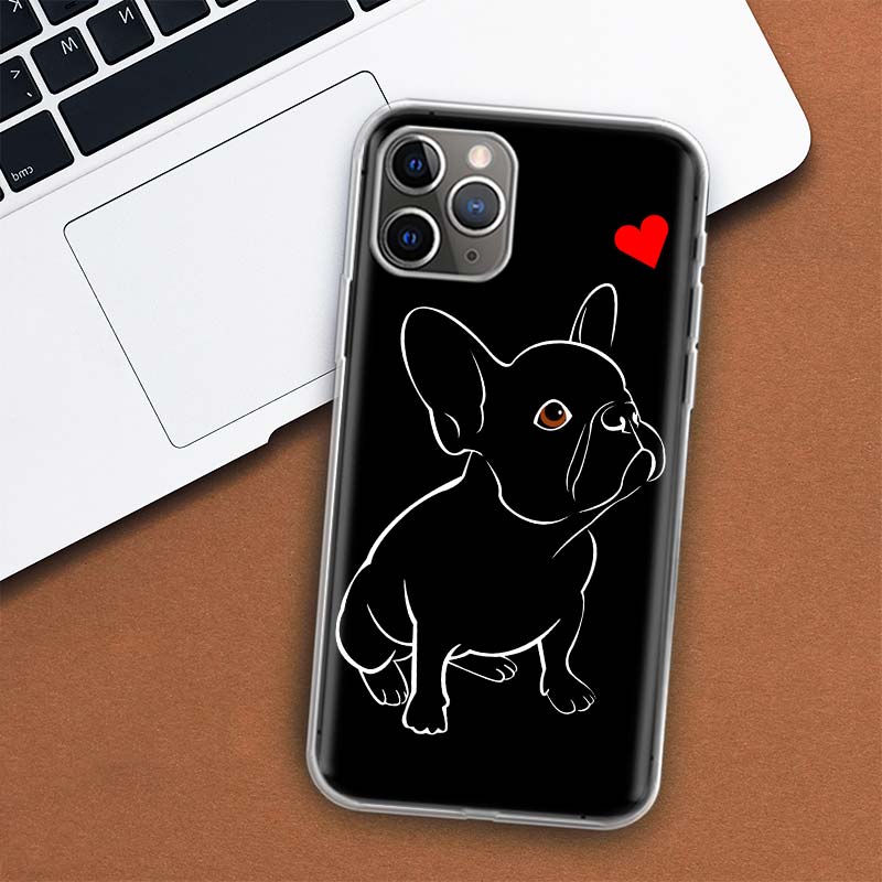 Черно-белый чехол для телефона «Французский бульдог» для Apple iPhone 11 12 13 15 Ultra 14 Pro 7 XR X XS Max 6S 8 Plus + Mini SE, мягкий принт