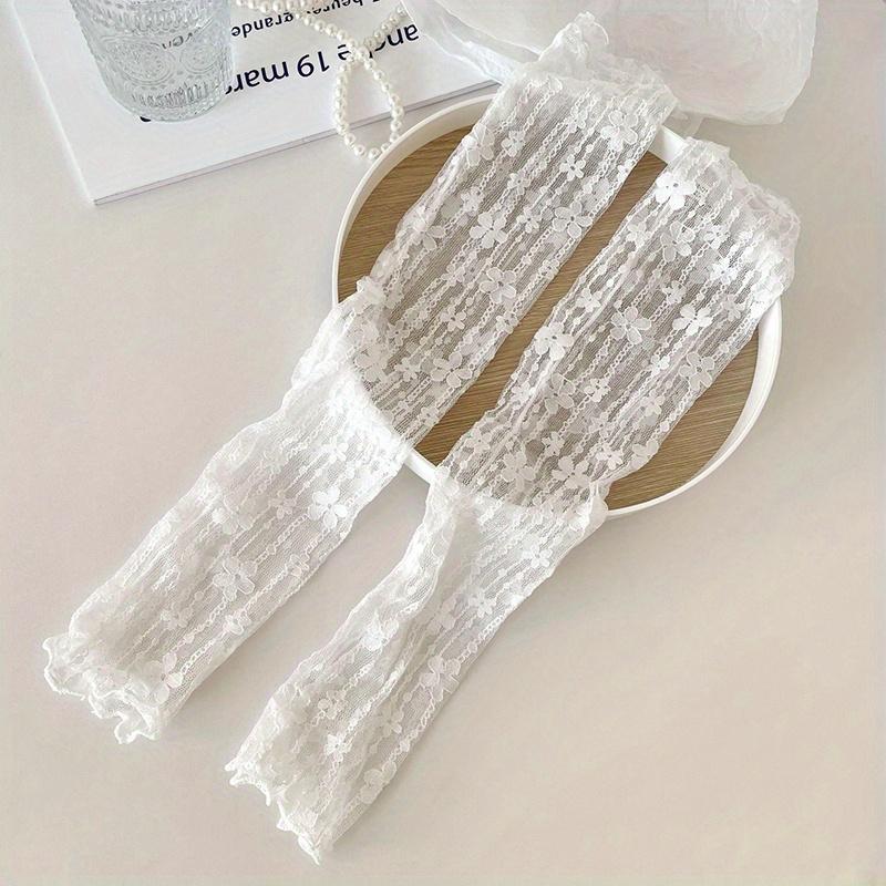 Summer Long Fingerless Gloves Women Sun Protection Sleeves Gloves Lady Thin Lace Mesh Arm Sleeve Sunscreen Uv Breathable Mittens