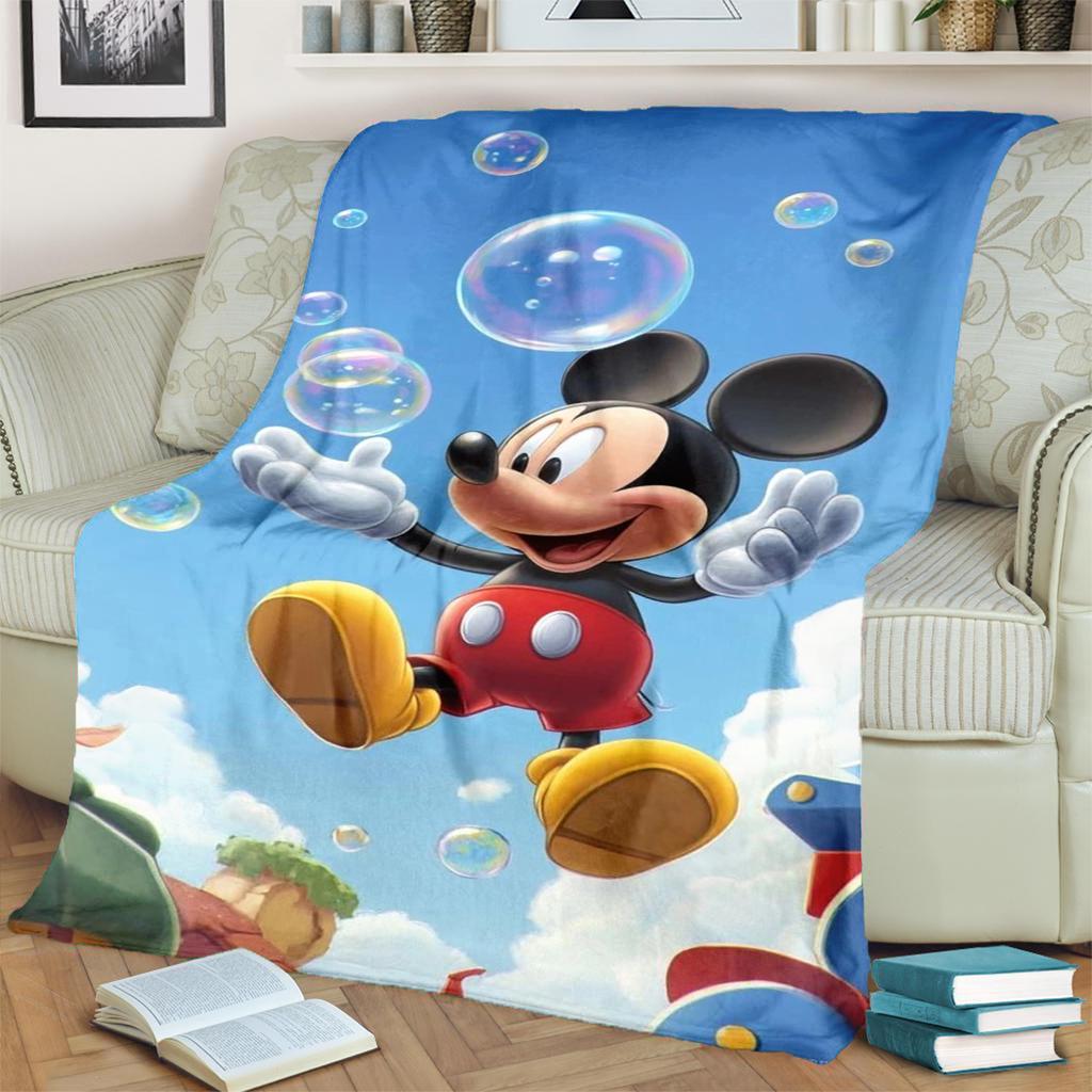 Soft Flannel Blanket with Minnie & Mickey Pattern Warm for Bedrooms, Sofas, Travel, Picnics and Chairs