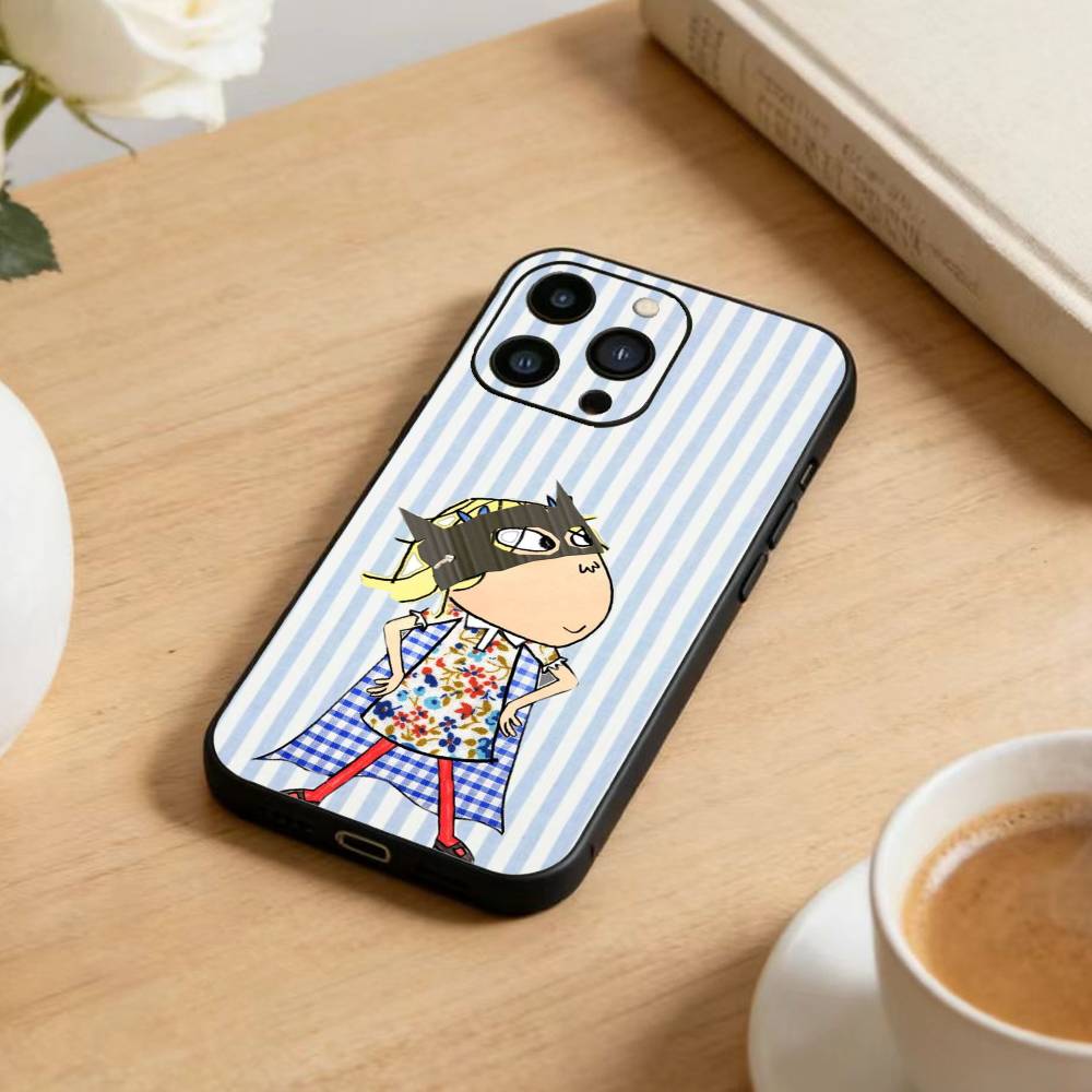 Мультяшный чехол для телефона D-Charlie and Lola для iPhone 17 16 15 14 13 12 Max Plus Силиконовый черный чехол
