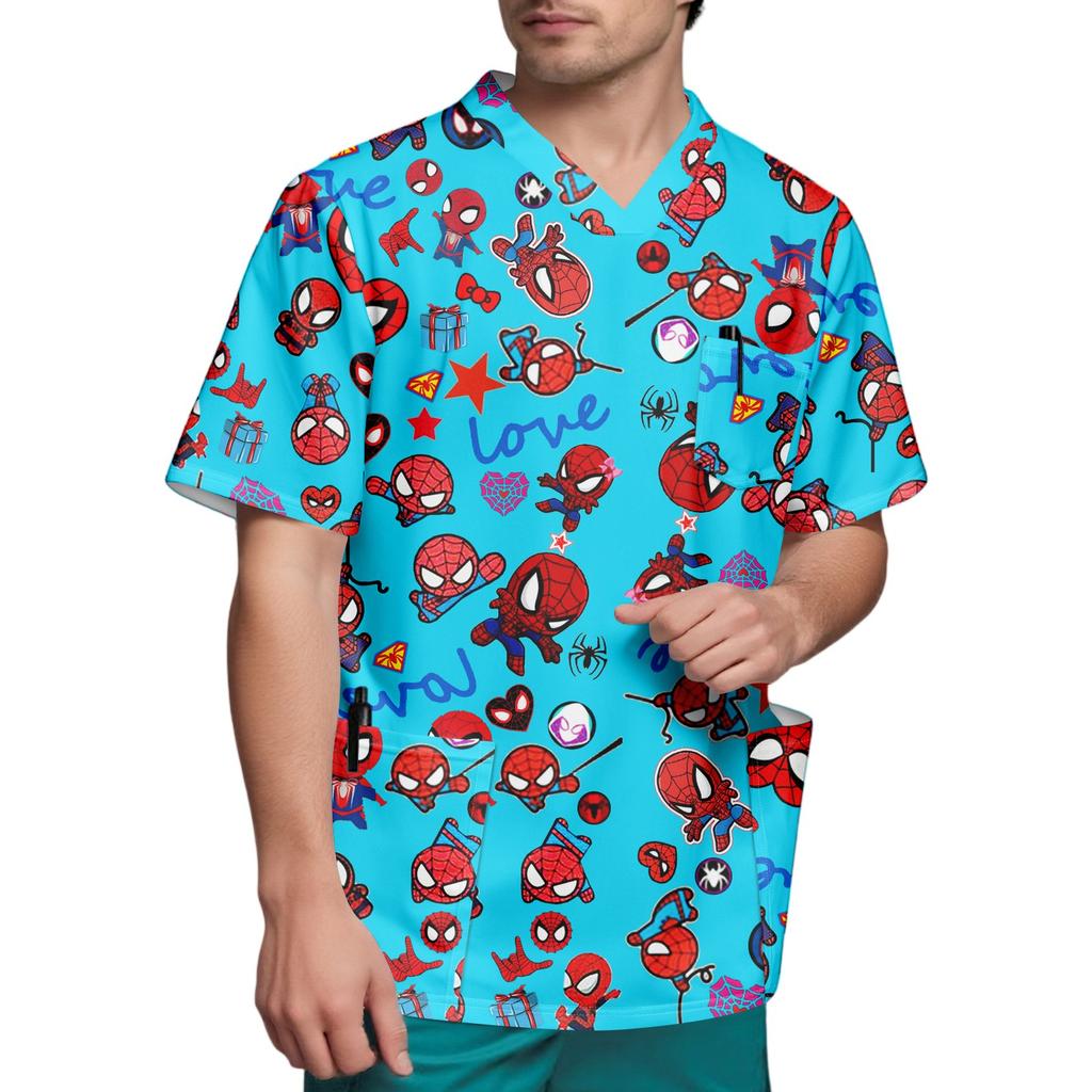 Мужской топ с коротким рукавом и V-образным вырезом с принтом нагрудного кармана