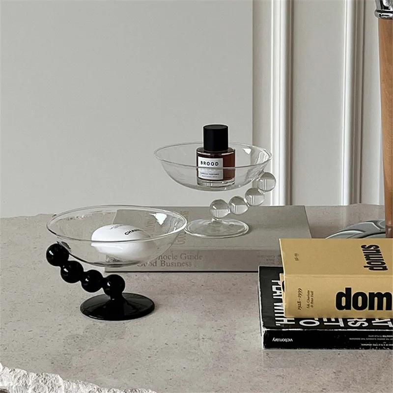 Прозрачная стеклянная миска в скандинавском стиле для украшения домашнего кофейного столика, тарелка для закусок, фруктовый десерт, миска для мороженого, поднос для хранения ювелирных изделий