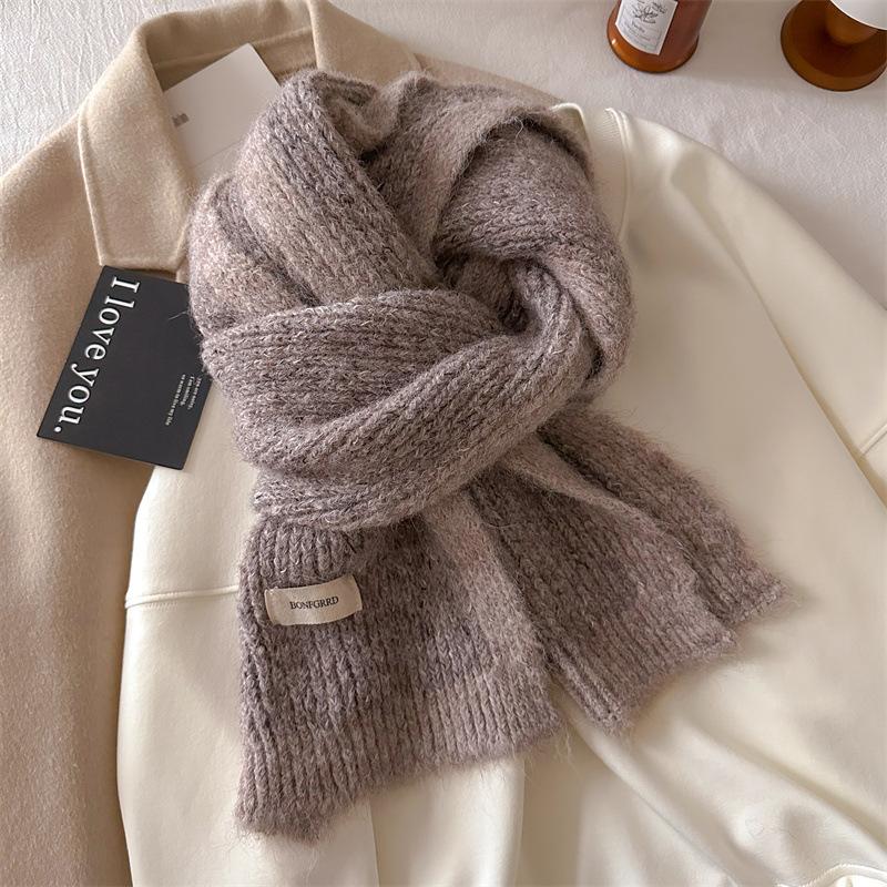 Beige Scarf Autumn and Winter Women's Plush Atmosphere Shawl with Dual-purpose Warm Neck Protection