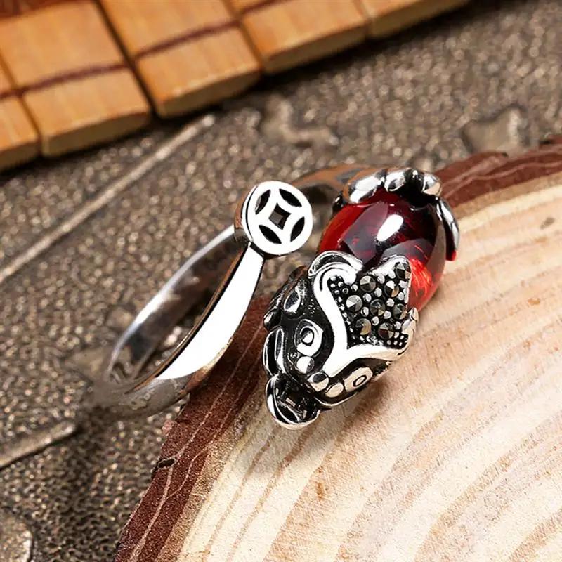 Feng Shui Ring Pixiu Mani Mantra Protection Finger Ring Amulet Wealth Lucky Open Adjustable Ring Buddhist Jewelry For Men