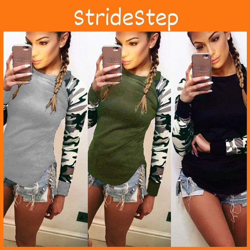 Premium Quality Damen Camouflage Printed Long Sleeve Pullover T-shirt For Stylish Comfort