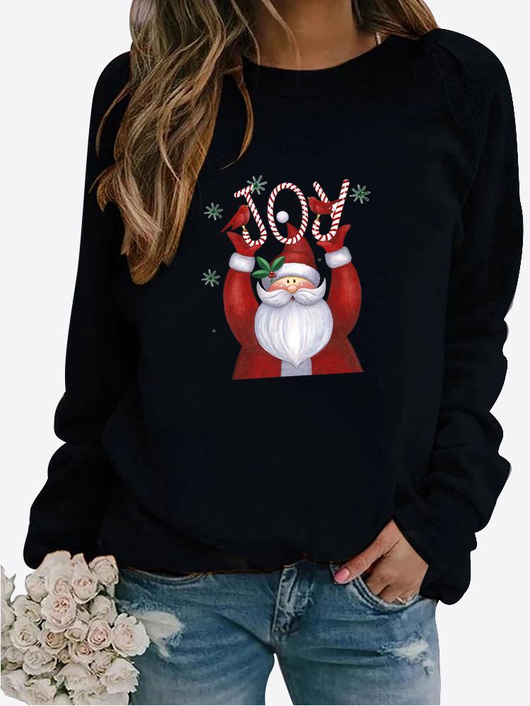 Весенне-осенний женский свитер с рождественской тематикой, утолщенный повседневный свитер с круглым вырезом и длинными рукавами, топ больших размеров