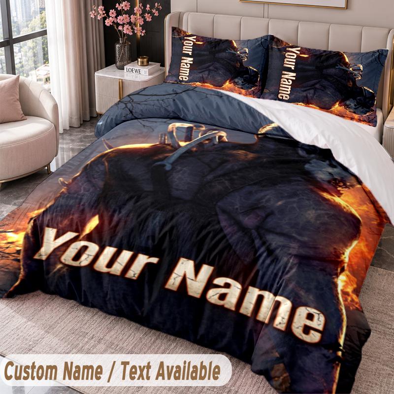 Custom Name Text 3Pcs Bedding Set Dead by Daylight Duvet Cover And Two Pillowcases