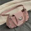 New Fashion Shoulder Bag PU Bags for Women Sweet Cool Subculture Pink Crossbody Bag