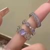Новые фиолетовые кристаллы с нерегулярными сердечками для женщин, креативное открытое кольцо с геометрическим сердечком в стиле панк, винтажная мода