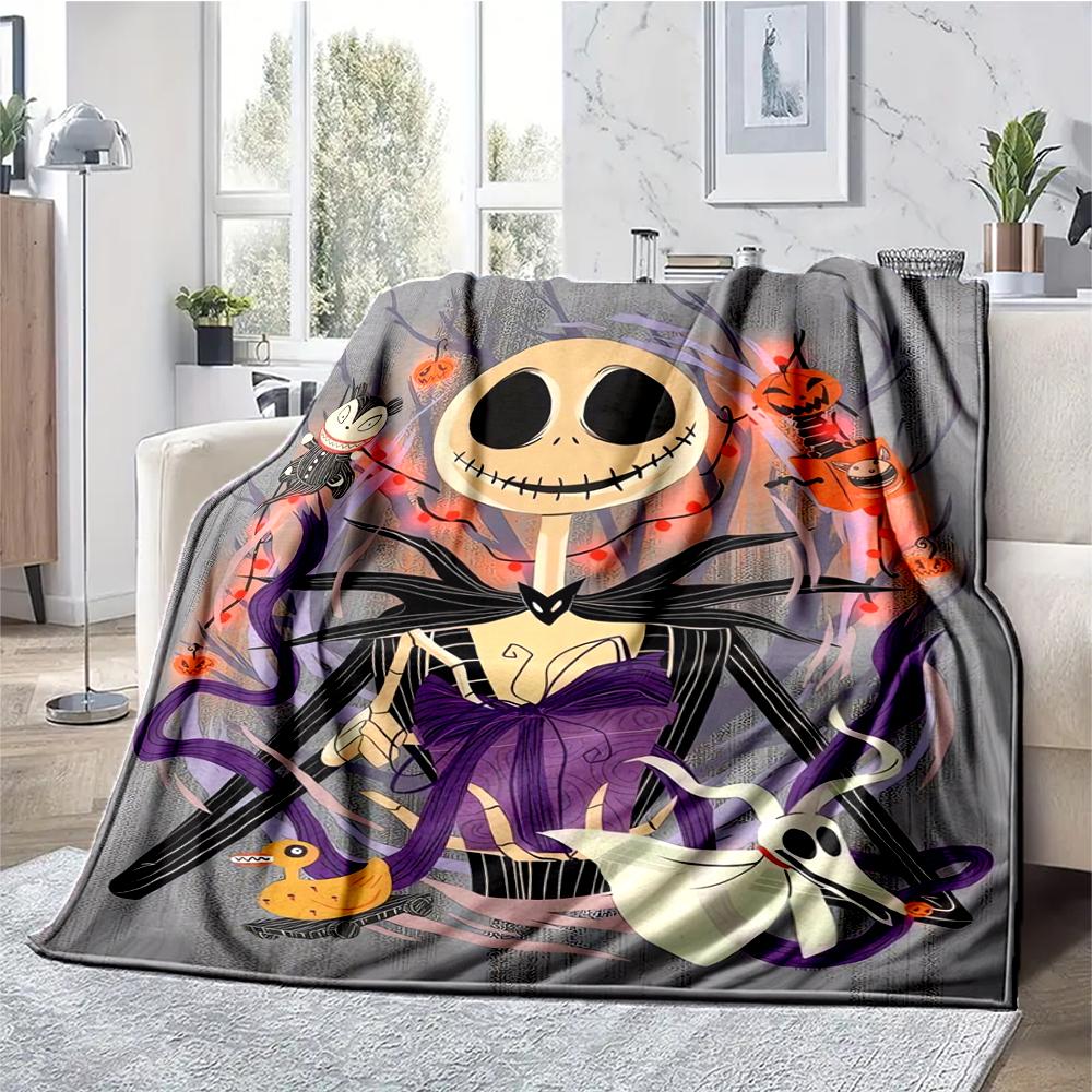 The Nightmare Before Christmas Theme Printed Blanket - Perfect for Couch, Bed, Travel & Outdoor Use | Machine Washable, Cozy & Durable.