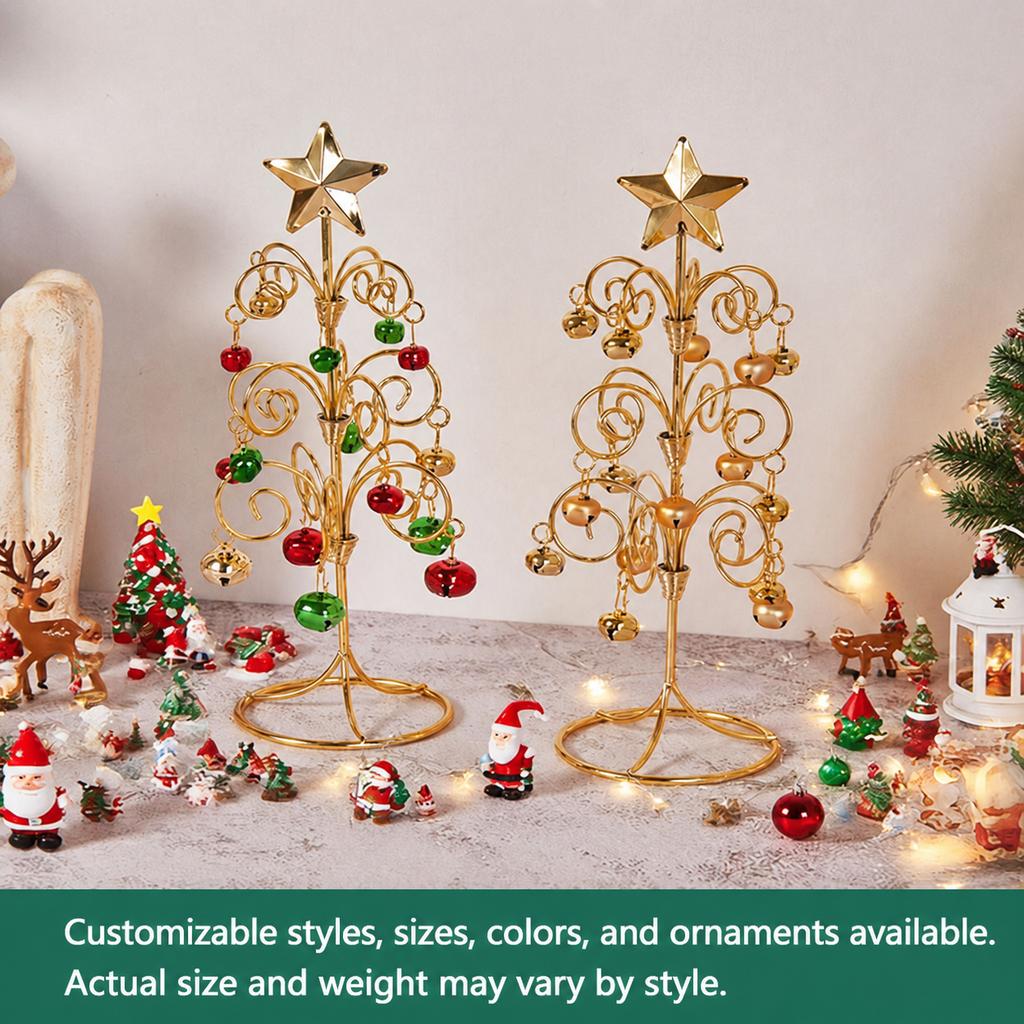 Jingle Bells Christmas Tree Tabletop Holiday Decorative Ornament Mini Christmas Tree Compact Christmas Decoration Supplies