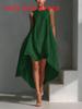 Polyester Sleeveless Irregular Hem Midi Dress For Travel And Vacation