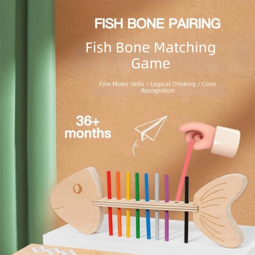30 Card Fishbone Color Matching Toy Fishbone Wooden Balance Toy Montessori Puzzle Toy Home