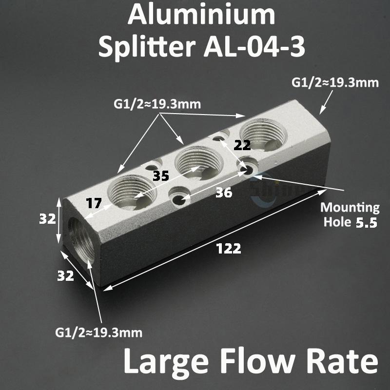 Aluminium Splitter 1/8" 1/2" BSP Internal Thread Port 2 3 4 5 6 7 8 9 10 Way 1/4 Pneumatic Air Manifold Distributor Connector