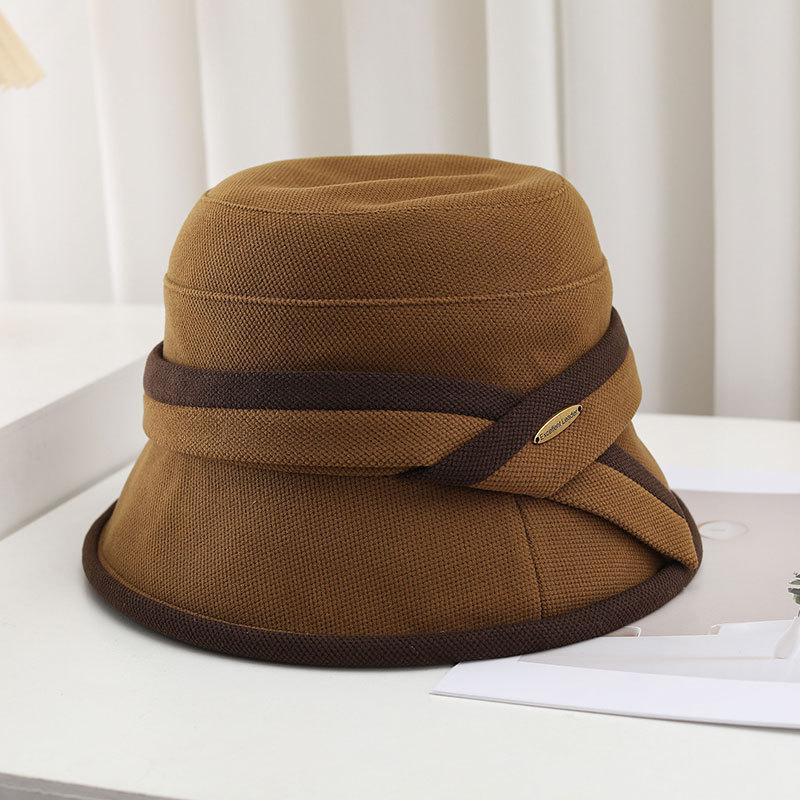 Autumn and winter fisherman's hat children's two-color splicing barrel hat fashionable versatile British retro shopping woolen basin hat