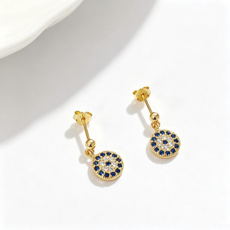 Devils Eye Zircon Stud Earrings Women Minimalist Fashion Versatile High-end Jewelry