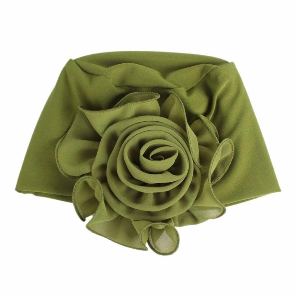 One Size Side Flower Ramadan Hijab Big Flower Islamic Headscarf Women's Turban Cap  Ladies Headwear