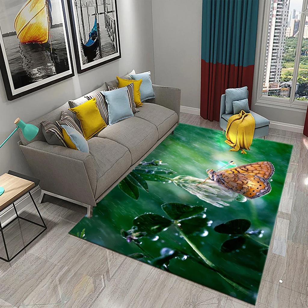 3D Ковер на тему природы Входной коврик для двери Лес Насекомое Растение Нескользящий коврик для пола Гостиная Спальня Ванная комната Домашний декор