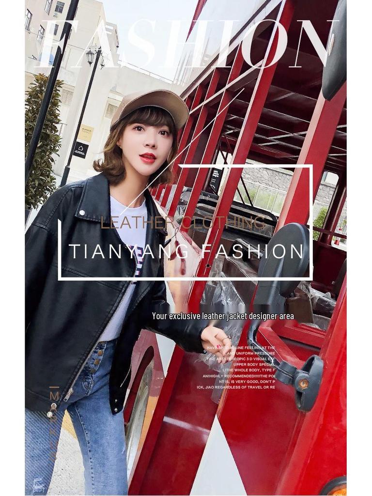 Женская мотоциклетная кожаная куртка в европейском и американском стиле с косой молнией и длинными рукавами