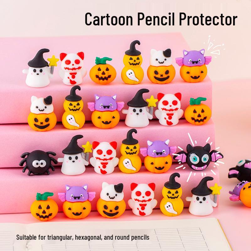Креативные 3D Мультяшные Топперы для Карандашей - Милые Силиконовые Колпачки для Ручек для Украшений на Хэллоуин и Рождество