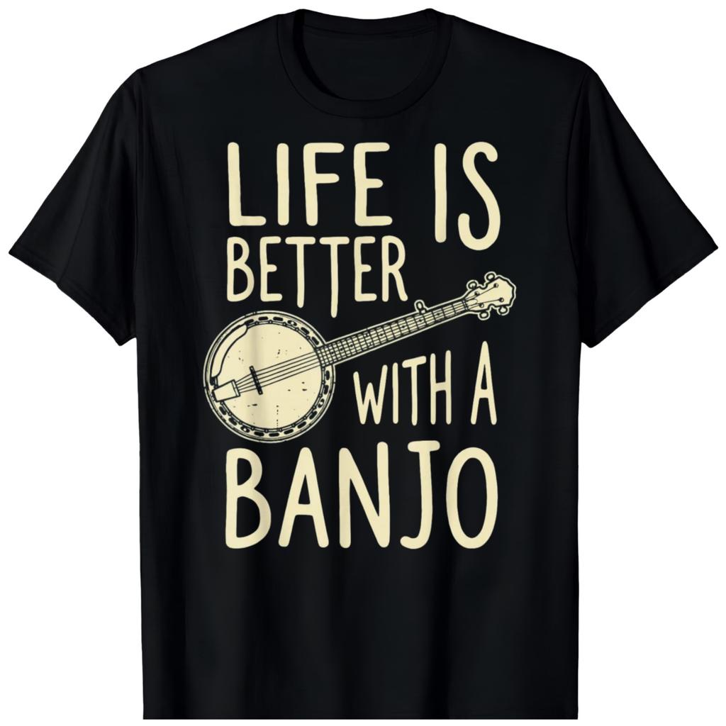Life is Better with A Banjo BLACK T-Shirt 0408