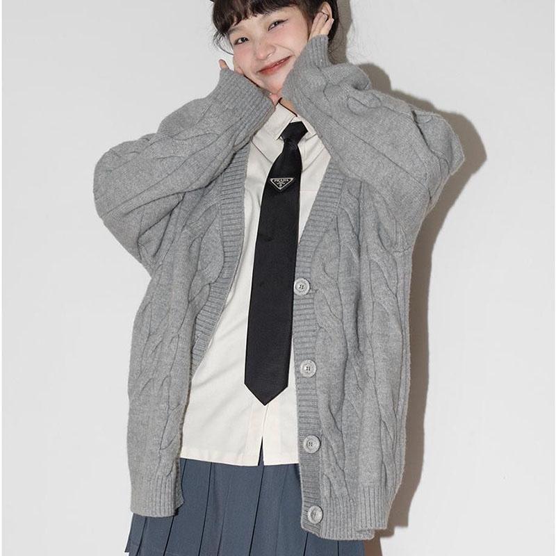 Свободный крой, новая верхняя одежда, повседневный вязаный кардиган, осень-зима, весна и осень, свитер, ленивый, синий, с V-образным вырезом, колледж