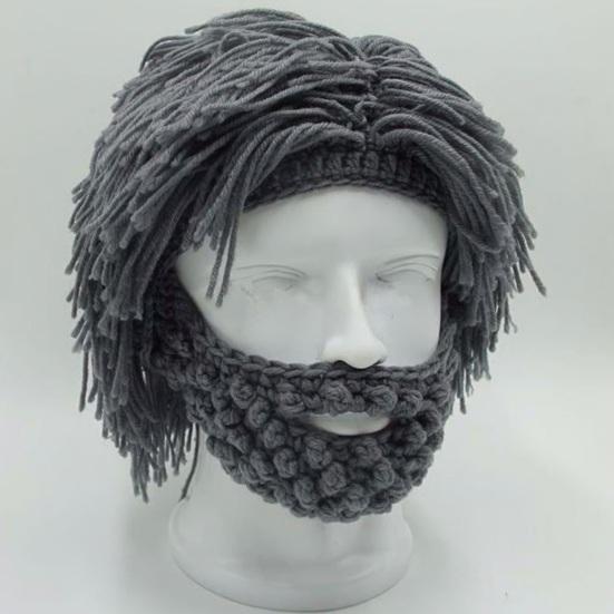 Шерстяная шапка со съемной бородой Теплая Удобная Шапка в стиле панк Аксессуар для Хэллоуина Рождественских вечеринок Косплея