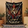 Custom Name Personalized Michael Jackson Print Blanket, Home Decor, Bedroom, Sofa, Camping, Couch, Gifts for Birthday Christmas