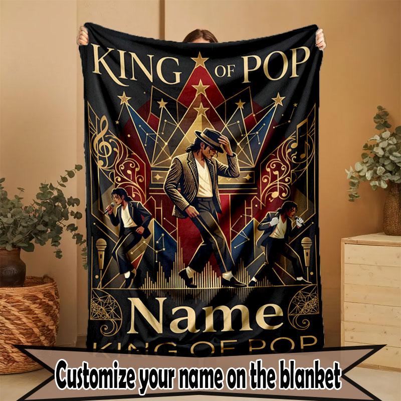 Custom Name Personalized Michael Jackson Print Blanket, Home Decor, Bedroom, Sofa, Camping, Couch, Gifts for Birthday Christmas
