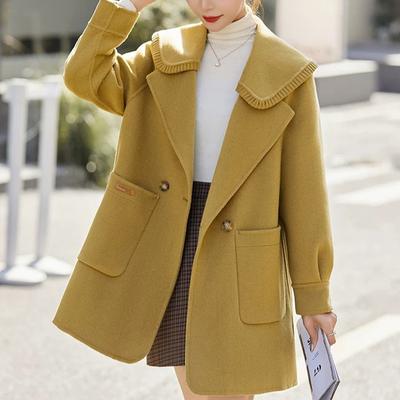 Шерстяной жакет Топ Зимний Новый Розовый Сяосянфэн Повседневный Свободный Теплый Пальто с длинным рукавом