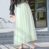 Elastic Waist  Mesh Long Tulle Skirt Spring Autumn Elegant Vintage High Waist Ball Gown Gauze Tutu Skirt