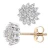 Gold Round 1/4ct Diamond Cluster Stud Earrings