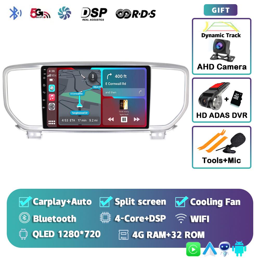 Android 14 Автомагнитола Carplay WIFI+4G для KIA Sportage 4 KX5 2016 2017 2018 Навигация GPS Мультимедийный Видеоплеер Стерео BT