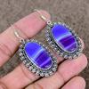 Purple Lace Agate Gemstone 925 Sterling Silver Jewelry Earring 2.29" KKG-698